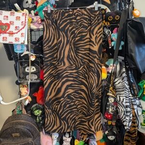 Zebra Print Midi Skirt